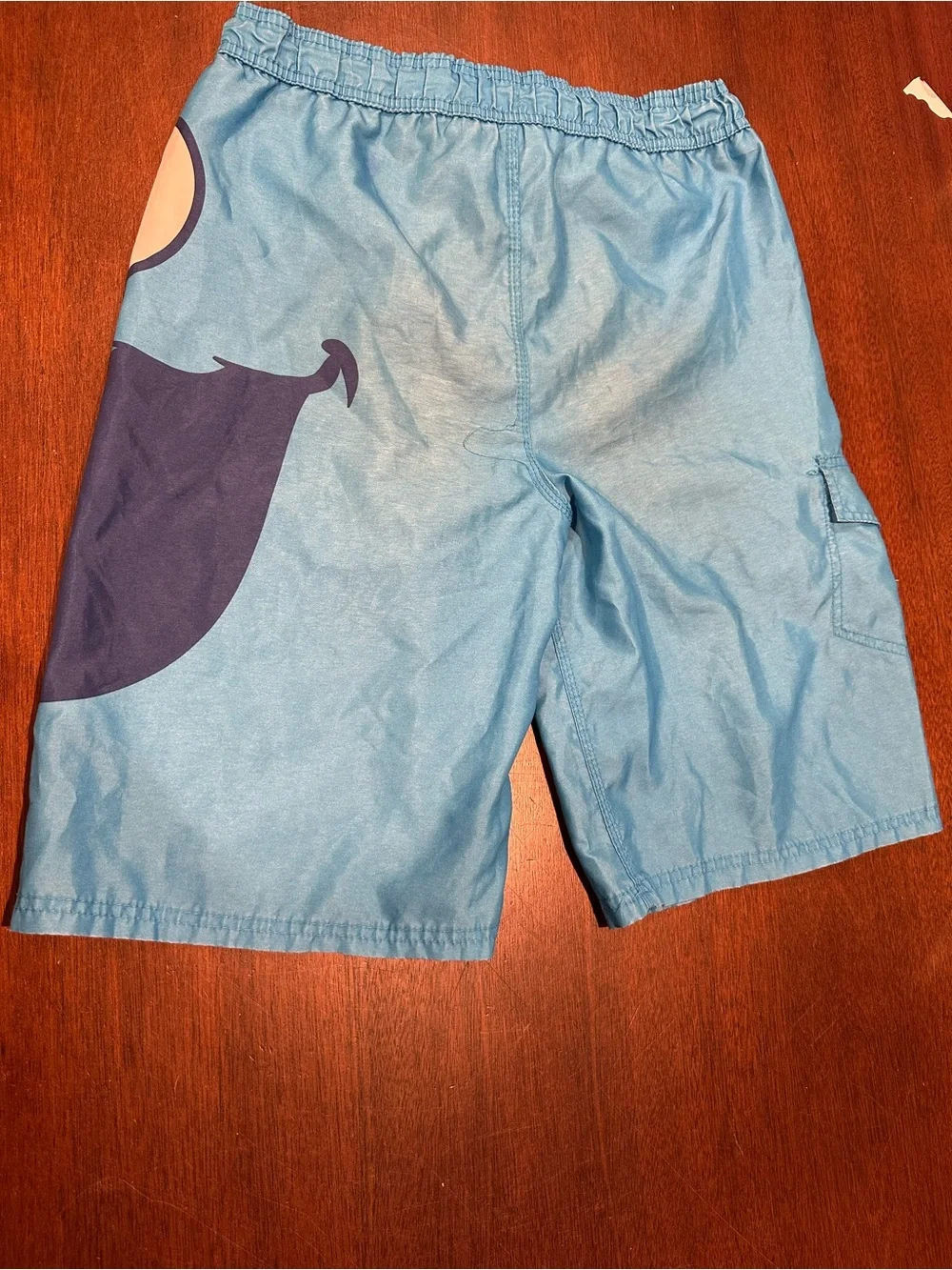Blue Graphic Boys Cargo Swim Shorts with Side Pocket
